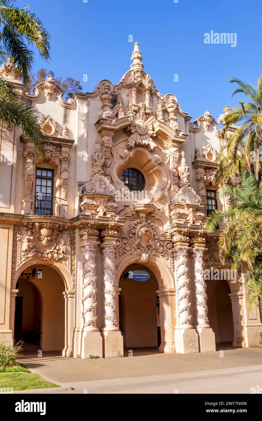 Casa del Prado verzierte Fassade in San Diego, Kalifornien Stockfoto