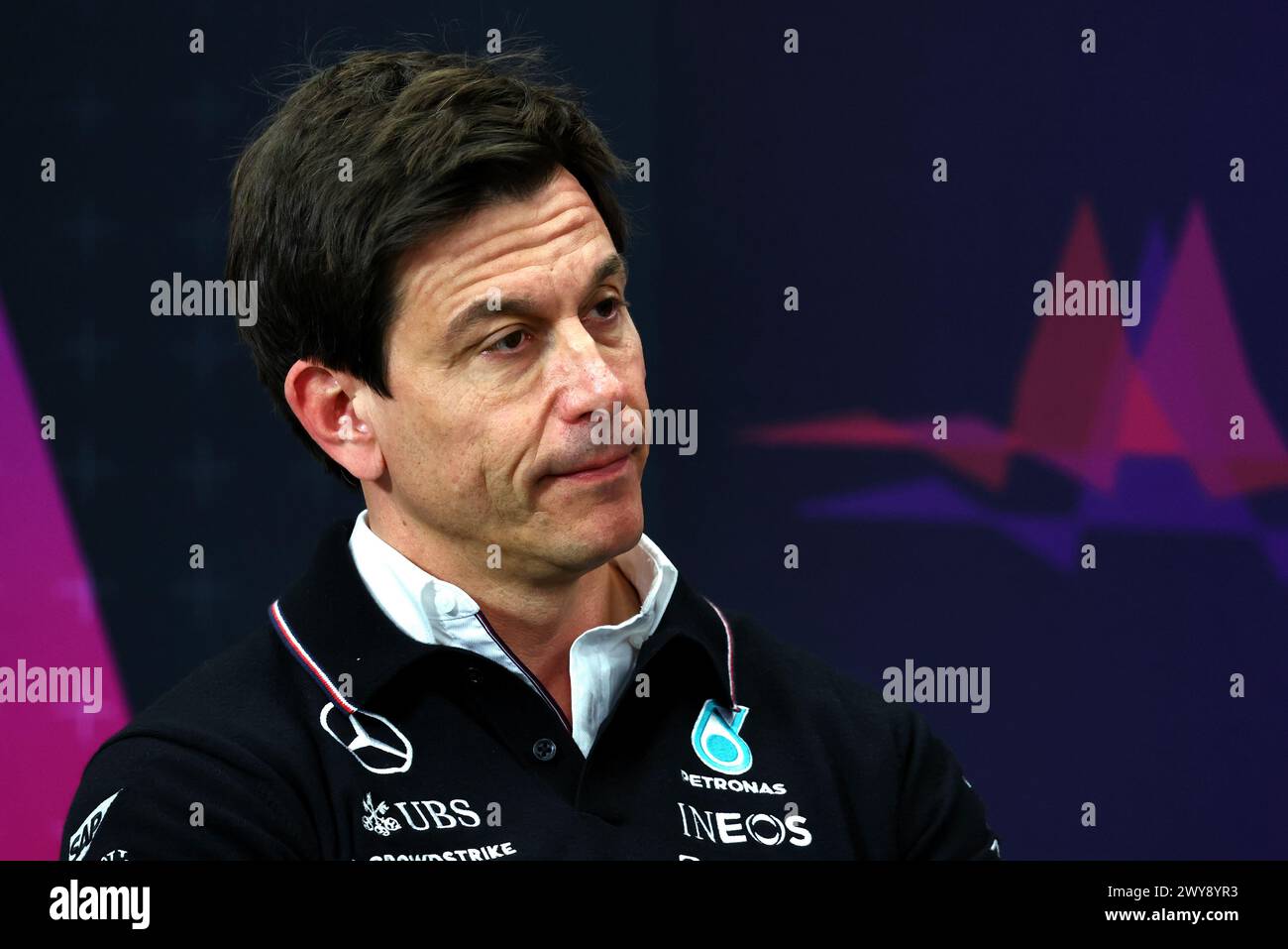 Suzuka, Japan. April 2024. Toto Wolff (GER) Mercedes AMG F1 Aktionär und Executive Director in der FIA Pressekonferenz. 05.04.2024. Formel-1-Weltmeisterschaft, Rd 4, Großer Preis Von Japan, Suzuka, Japan, Übungstag. Das Foto sollte lauten: XPB/Alamy Live News. Stockfoto