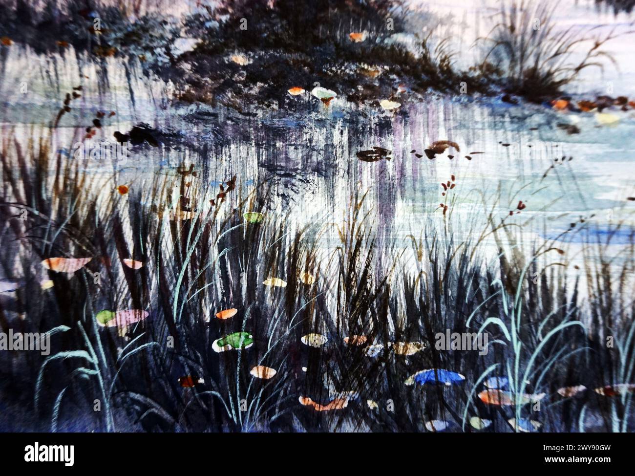 Abstrakte farbige Hintergründe für Design Kunst Aquarell Malerei Blume Stockfoto