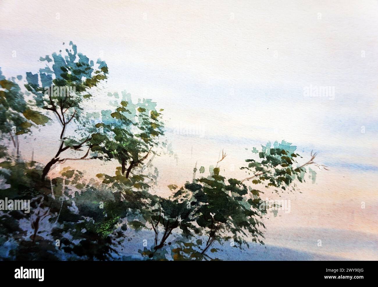 Original Kunst Aquarell Gemälde phuket thailand Beach Stockfoto