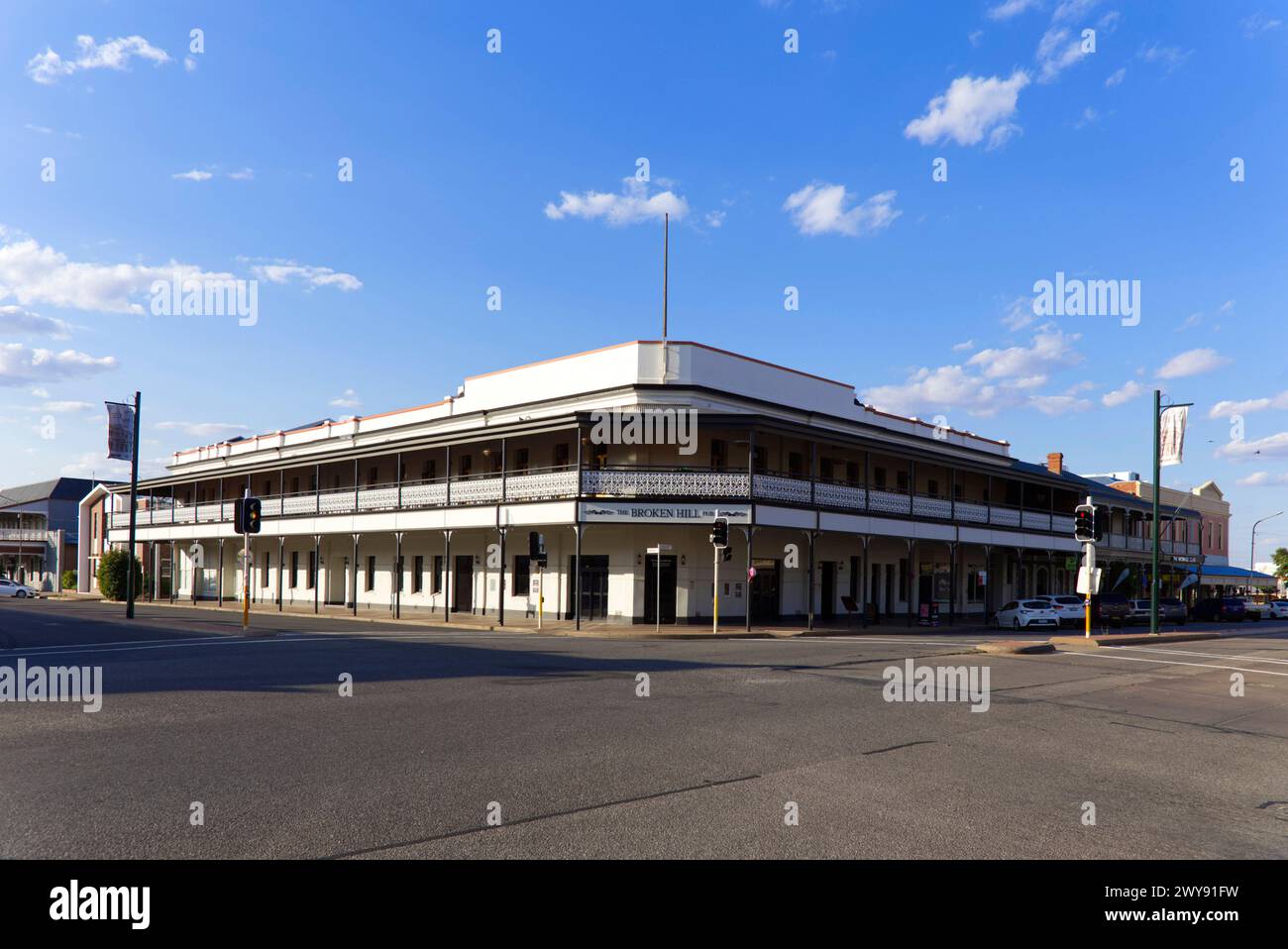 Das kürzlich vollständig restaurierte historische Hotel Broken Hill Pub in Broken Hill, New South Wales, Australien Stockfoto