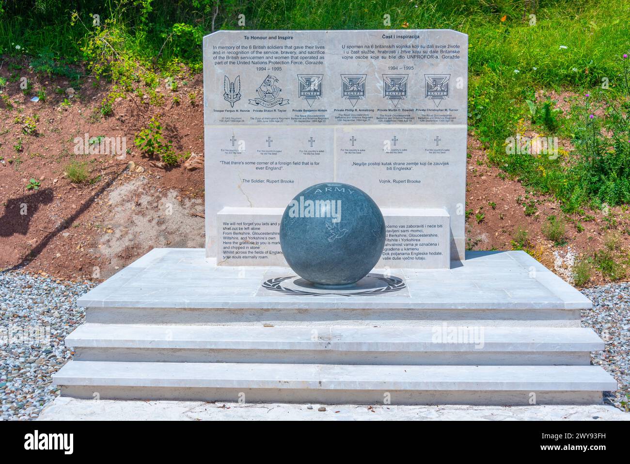 Visegrad, Bosnien und Herzegowina, 21. Juli 2023: Gedenkstätte für das Berkshire-Regiment in Bosnien und Herzegowina Stockfoto