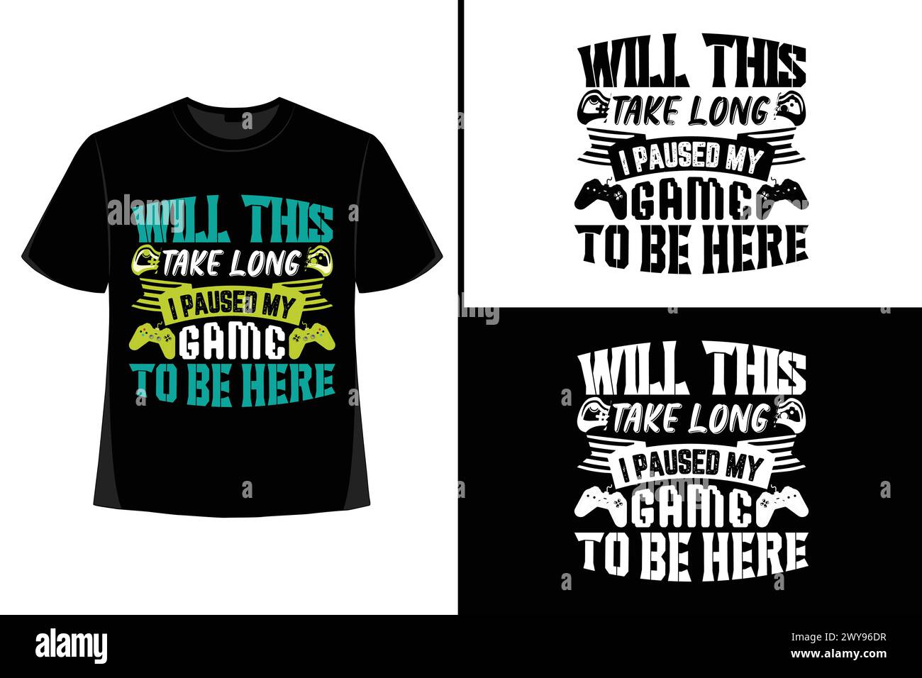 Trendiges Gamer T-Shirt Design Gaming Bekleidung Stock Vektor