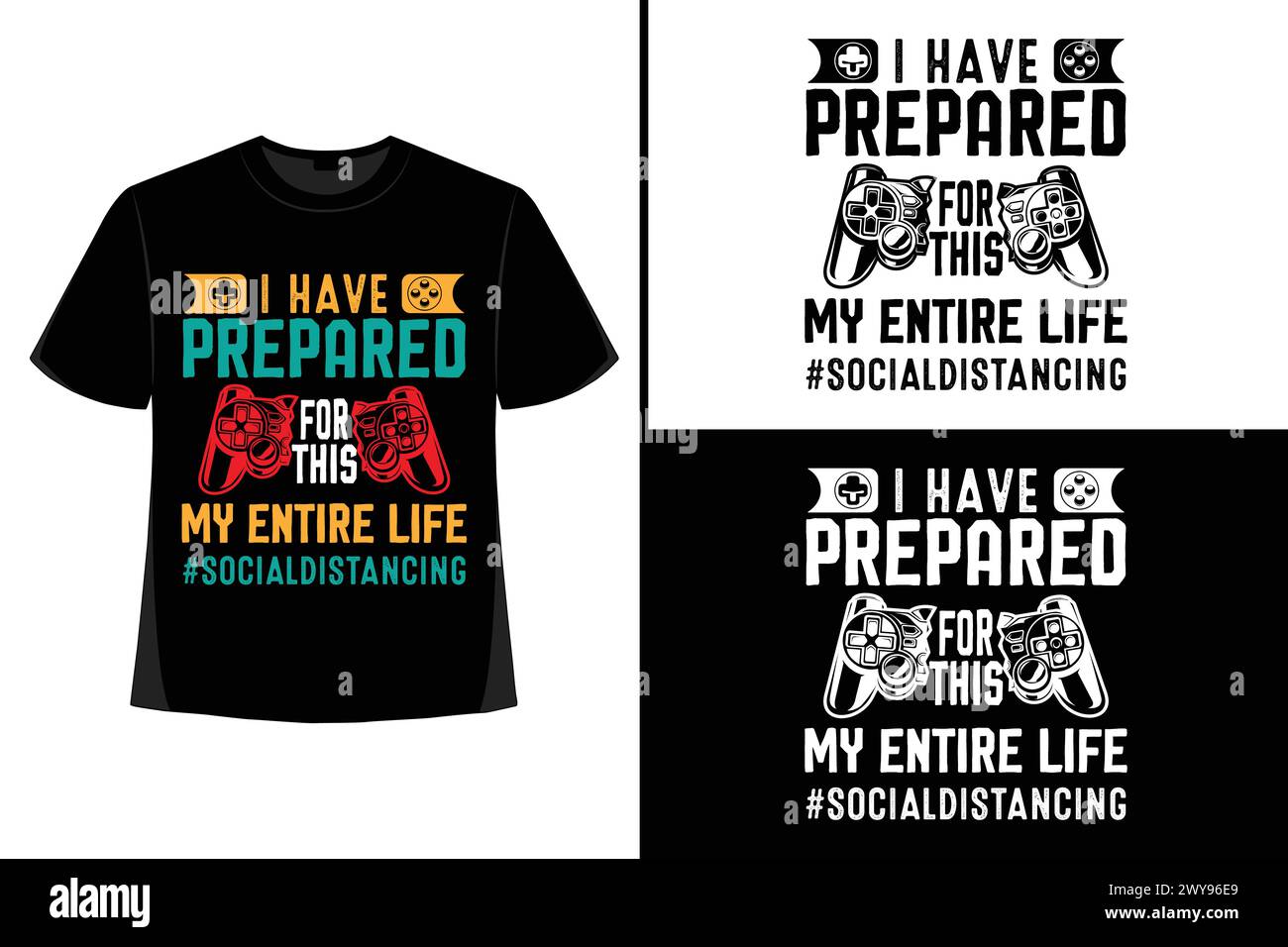 Trendiges Gamer T-Shirt Design Gaming Bekleidung Stock Vektor