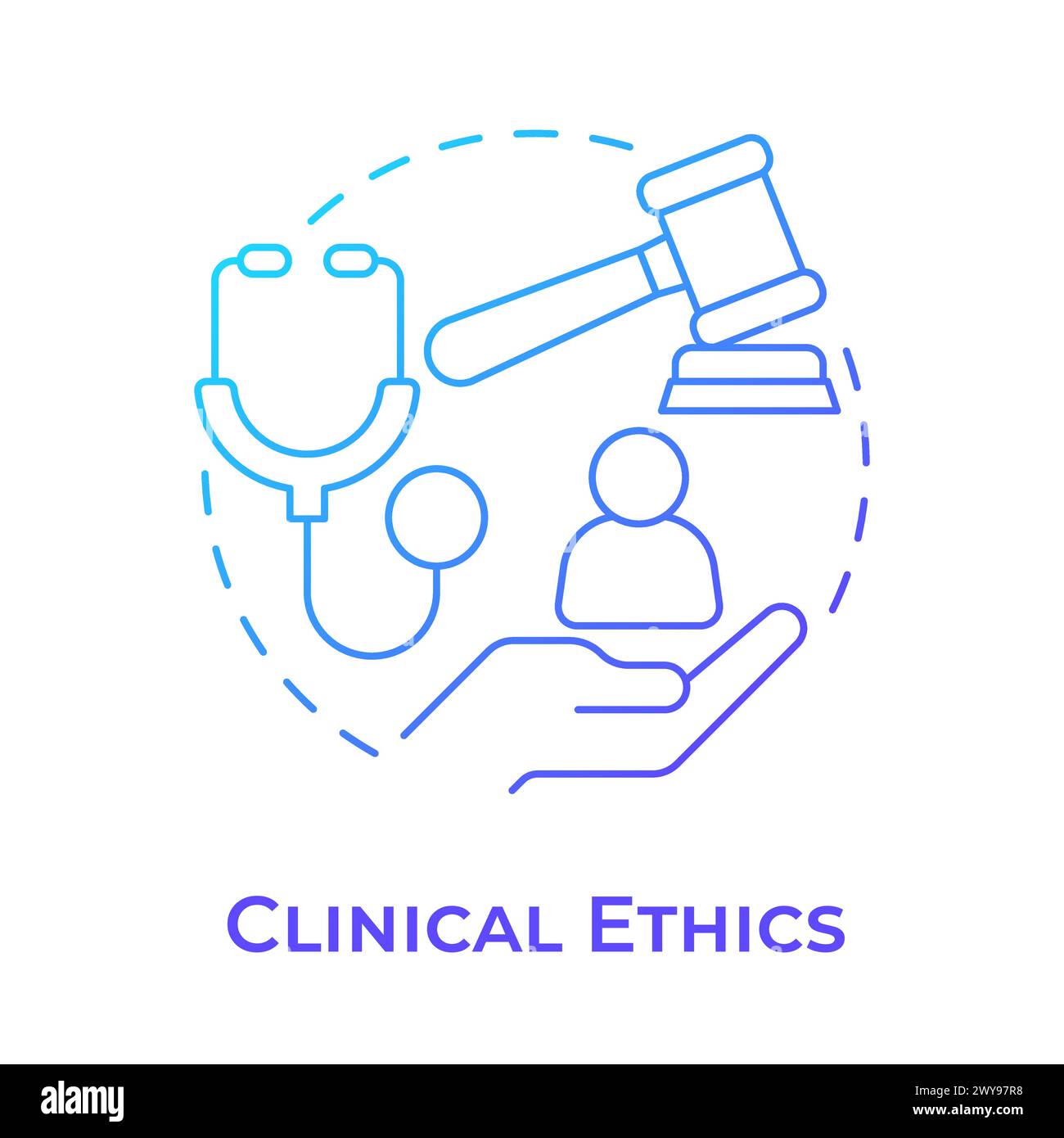 Symbol für das blaue Gradientenkonzept der klinischen Ethik Stock Vektor