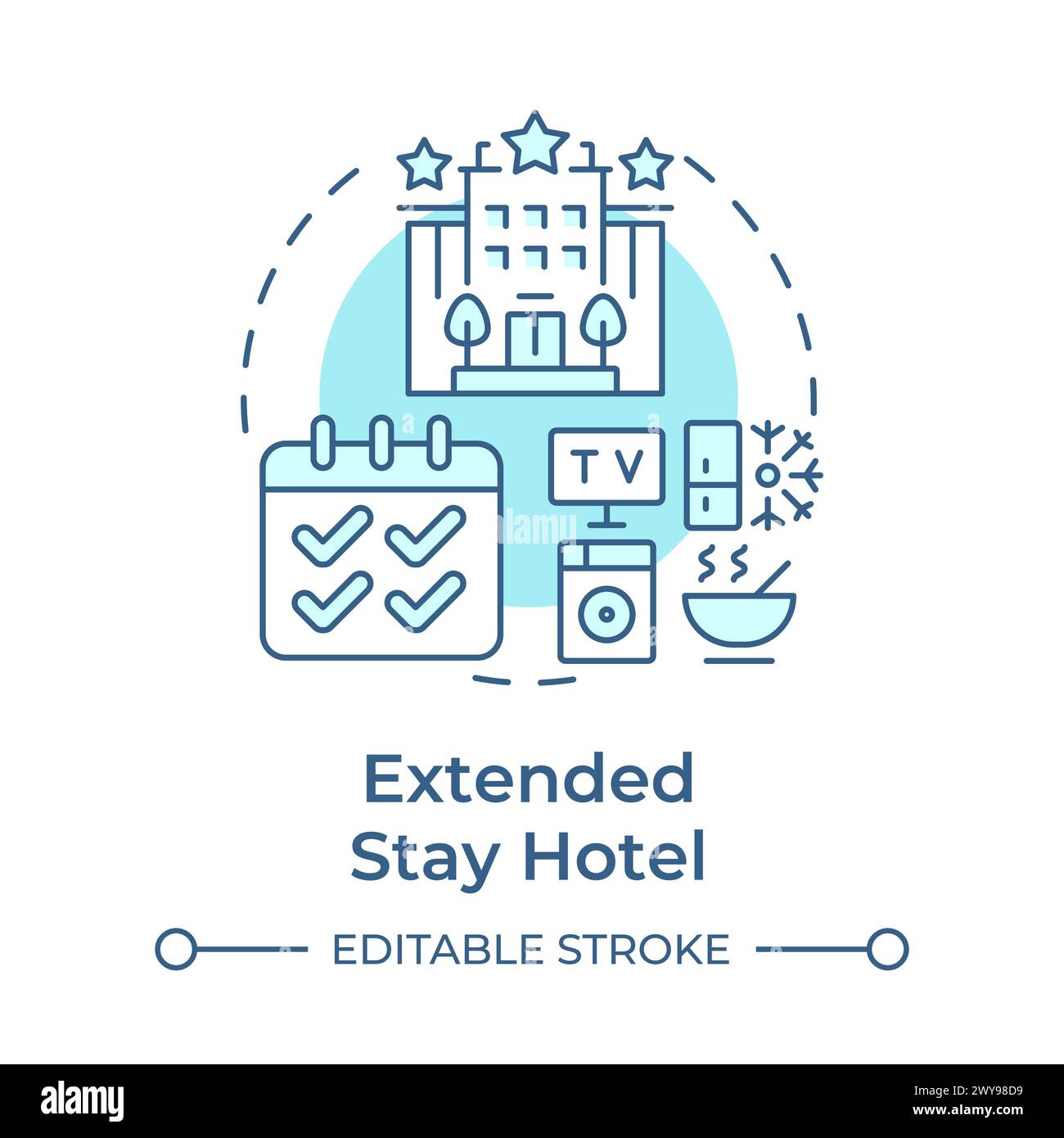 Hotel für längere Aufenthalte in sanftem Blau Stock Vektor