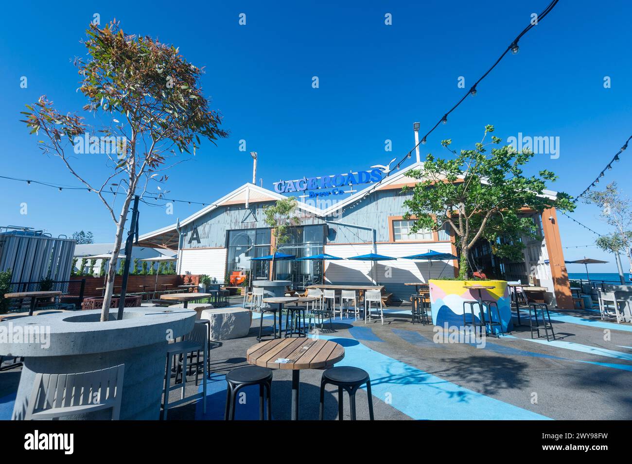 Terrasse der Gage Roads Freo Brewery, Fremantle, Western Australia, WA, Australien Stockfoto