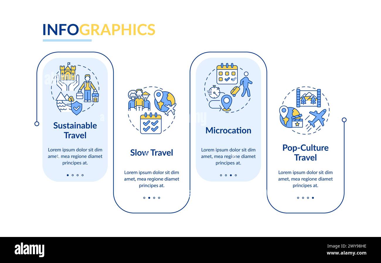 Blaue Infografikvorlage für Reisetrends Stock Vektor