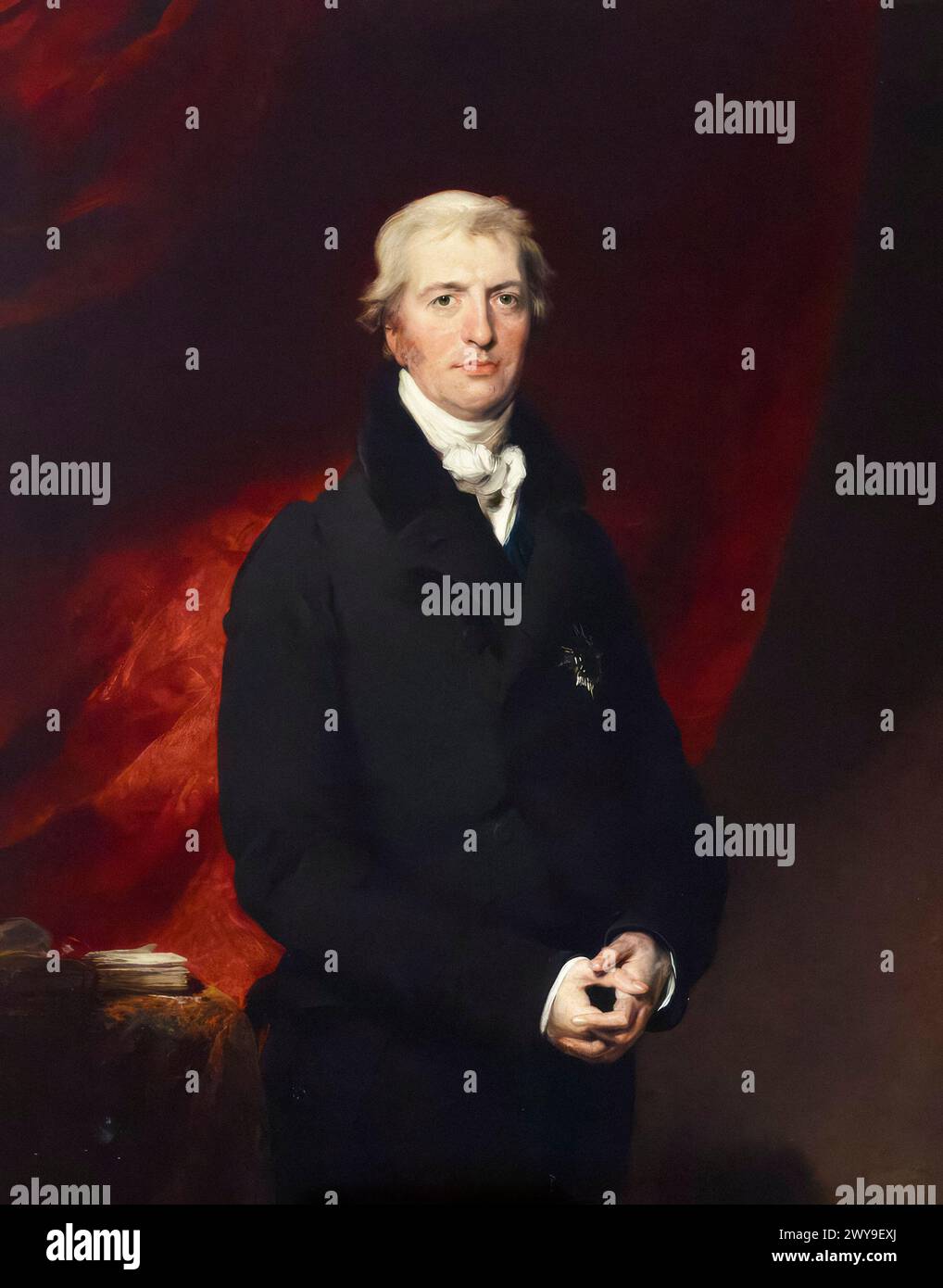Robert Jenkinson, 2. Earl of Liverpool (1770–1828), Politiker der Tory und Premierminister des Vereinigten Königreichs 1812–1827, Porträtgemälde in Öl auf Leinwand von Sir Thomas Lawrence, um 1828 Stockfoto