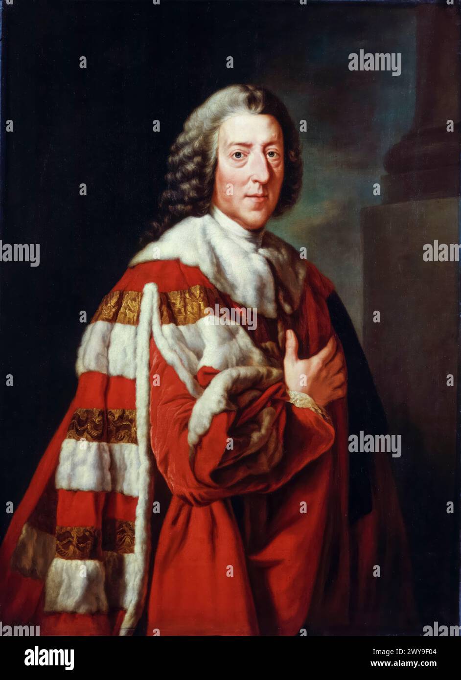 William Pitt the Elder, 1. Earl of Chatham (1708–1778), Whig-Politiker und Premierminister von Großbritannien 1766–1768, Porträtmalerei in Öl auf Leinwand nach Richard Brompton, 1772 Stockfoto