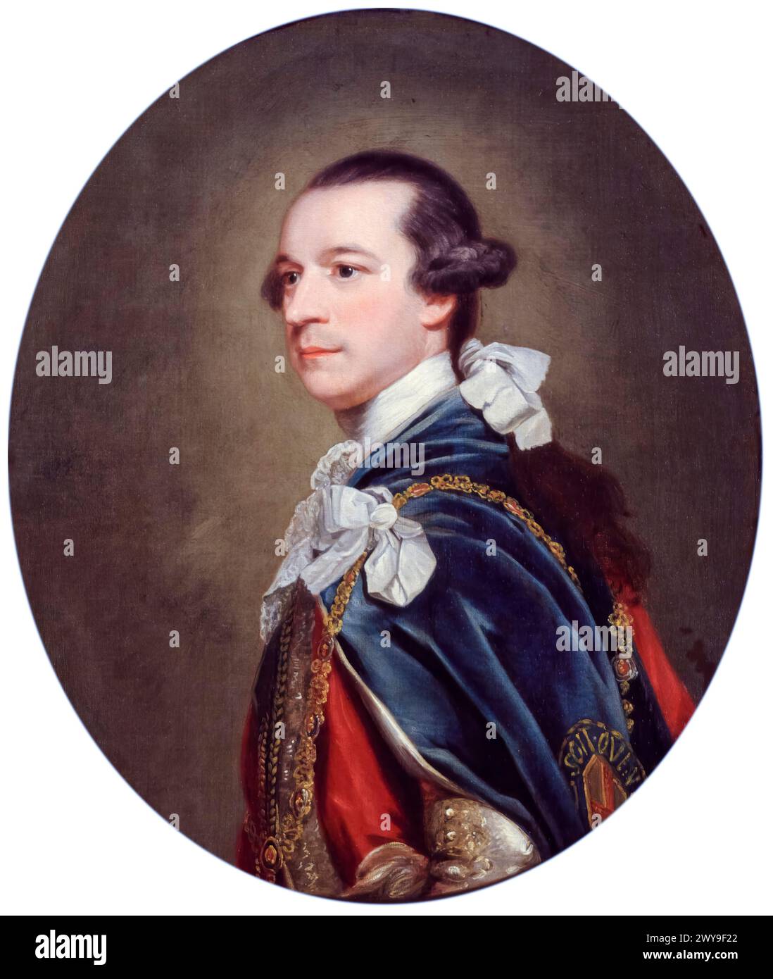 Charles Watson-Wentworth, 2. Marquess of Rockingham (1730–1782), Whig-Politiker und Premierminister von Großbritannien zweimal ab 1765-1766 und drei Monate im Jahr 1782, Porträtmalerei in Öl auf Leinwand nach Sir Joshua Reynolds, um 1768 Stockfoto
