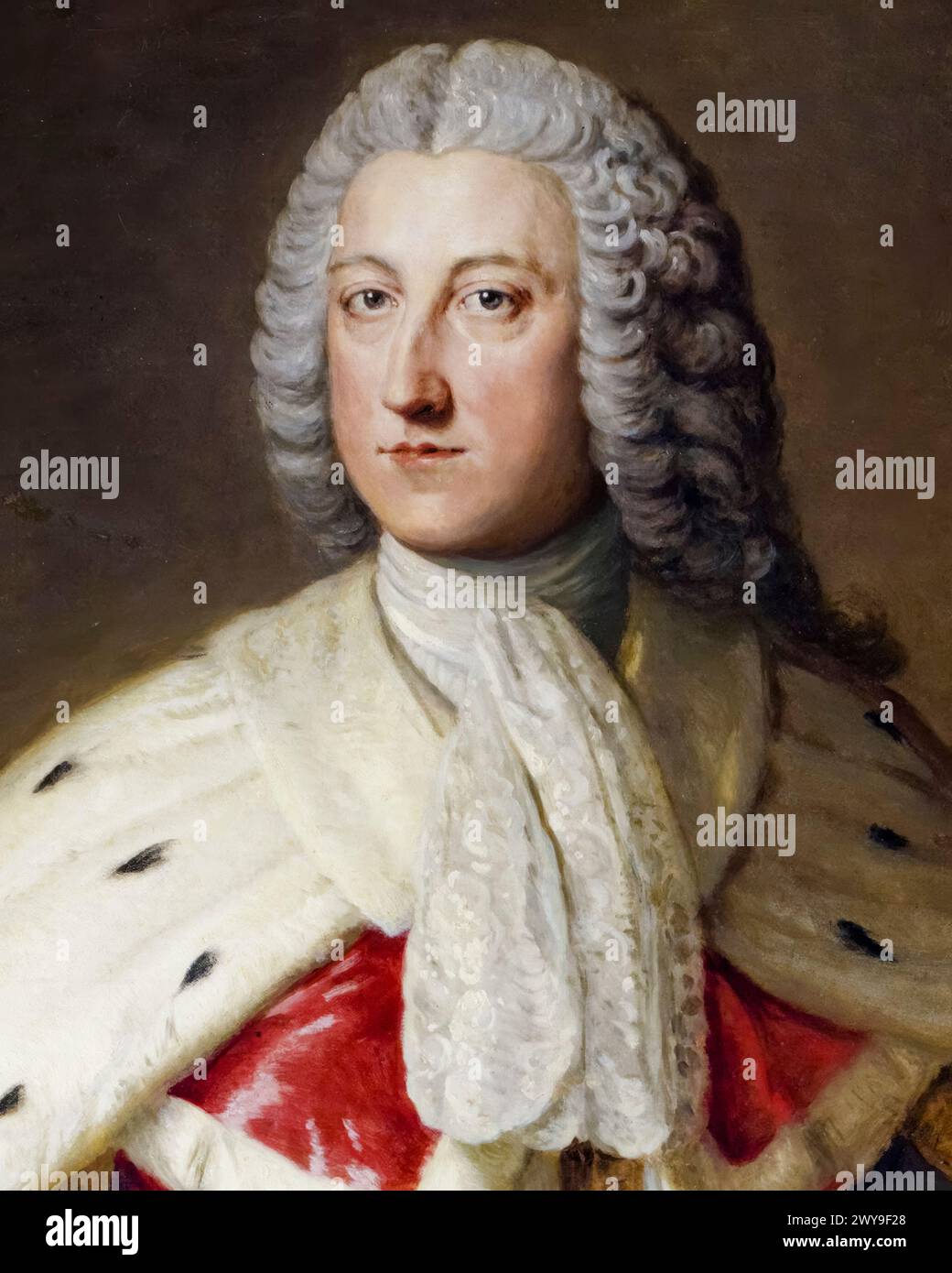 William Pitt the Ältester, 1. Earl of Chatham (1708–1778), Whig-Politiker und Premierminister von Großbritannien 1766–1768, Porträtgemälde in Öl auf Leinwand von William Hoare, 1772 Stockfoto