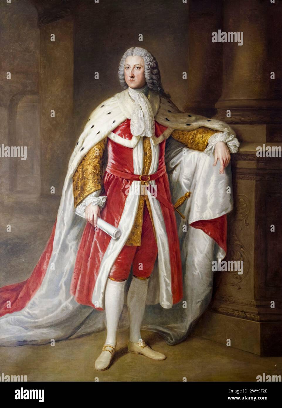 William Pitt the Ältester, 1. Earl of Chatham (1708–1778), Whig-Politiker und Premierminister von Großbritannien 1766–1768, Porträtgemälde in Öl auf Leinwand von William Hoare, 1772 Stockfoto