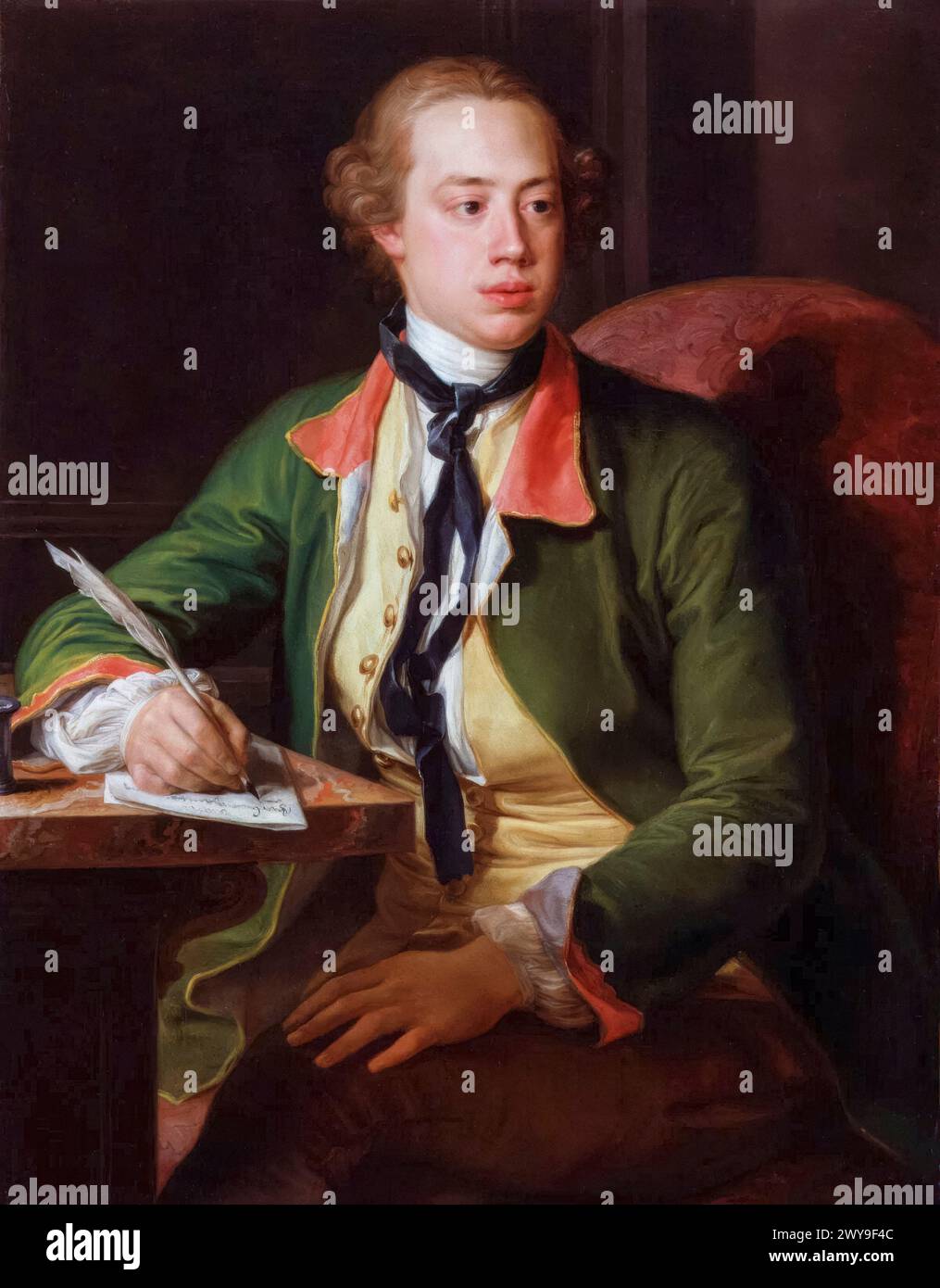 Frederick North, 2. Earl of Guilford (1732–1792), alias Lord North, Premierminister von Großbritannien 1770–1782, Porträtgemälde in Öl auf Leinwand von Pompeo Batoni, 1752-1756 Stockfoto