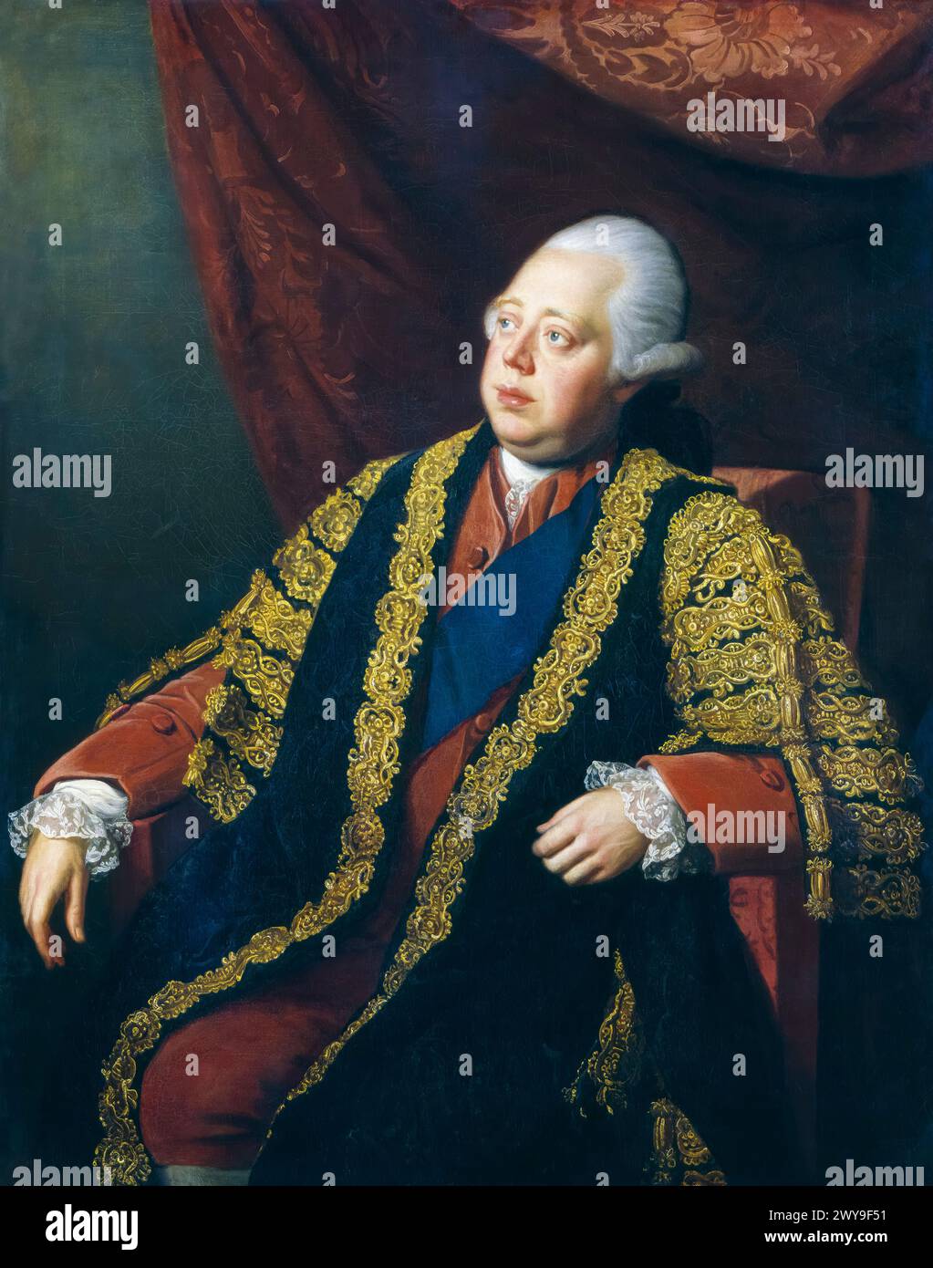 Frederick North, 2. Earl of Guilford (1732–1792), alias Lord North, Premierminister von Großbritannien 1770–1782, Porträtgemälde in Öl auf Leinwand von Sir Nathaniel Dance-Holland, 1773-1774 Stockfoto