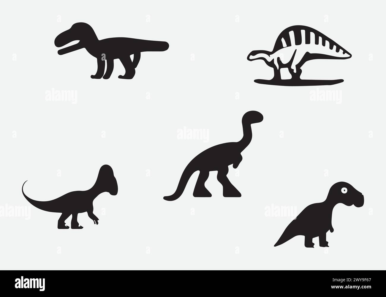 Minimalistisches Design für Cryolophosaurus-Symbole Stock Vektor