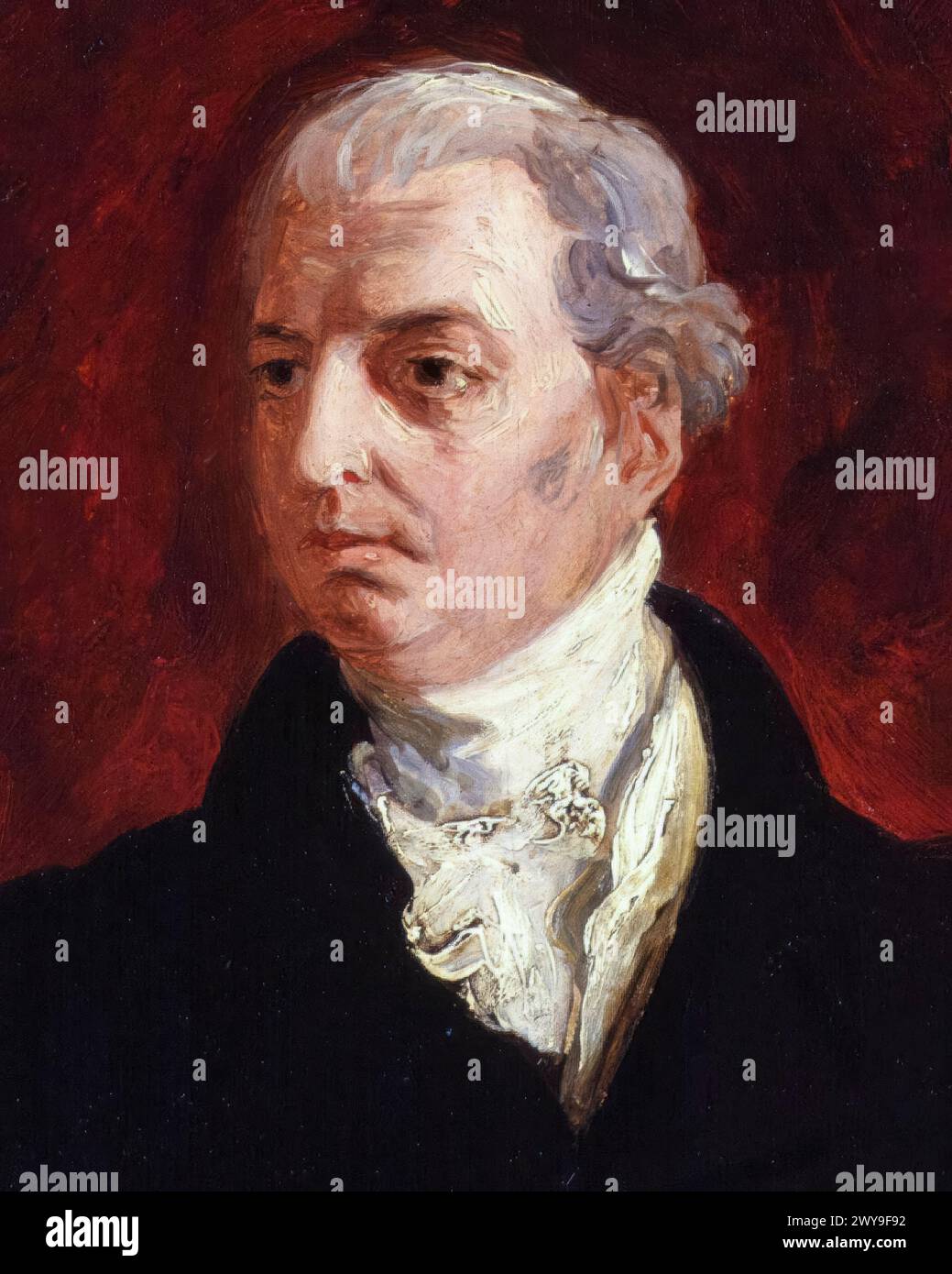 Robert Jenkinson, 2. Earl of Liverpool (1770–1828), Tory-Politiker und Premierminister des Vereinigten Königreichs, 1812–1827, Porträtgemälde in Öl auf Tafel von Sir George Hayter, 1823 Stockfoto