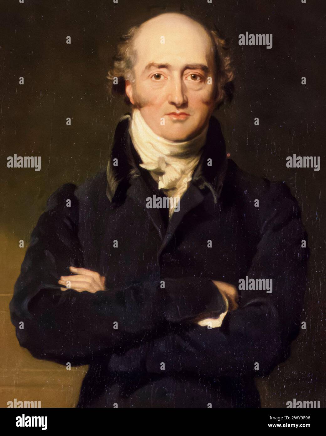 George Canning (1770–1827), Politiker und Premierminister des Vereinigten Königreichs von April bis August 1827, Porträtgemälde in Öl auf Leinwand von Sir Thomas Lawrence und Richard Evans, um 1825 Stockfoto