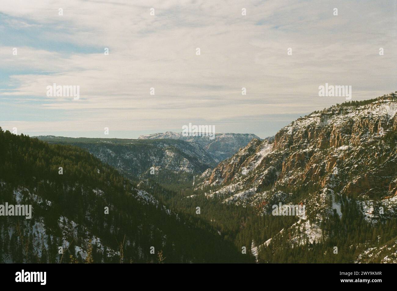 Winterwunderland am Oak Creek Vista Stockfoto