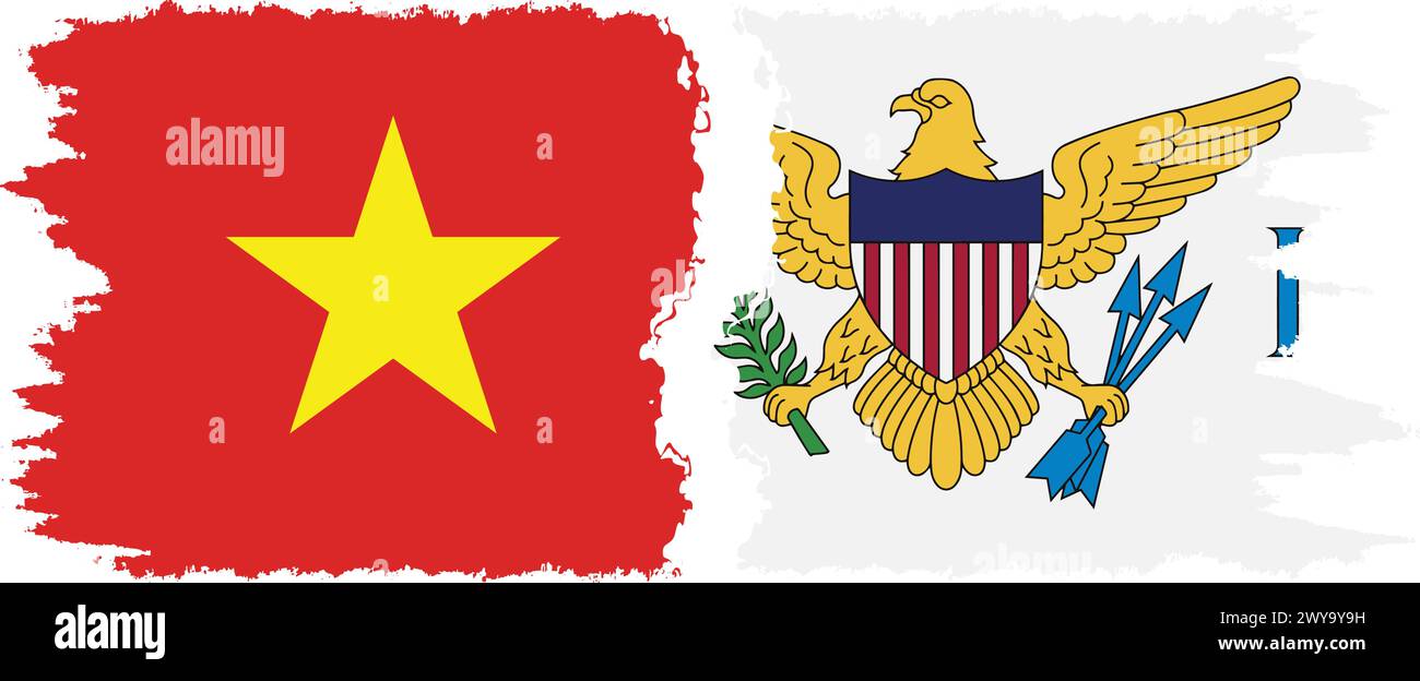 Vereinigte Staaten Jungferninseln und Vietnam Grunge Flaggen Verbindung, Vektor Stock Vektor