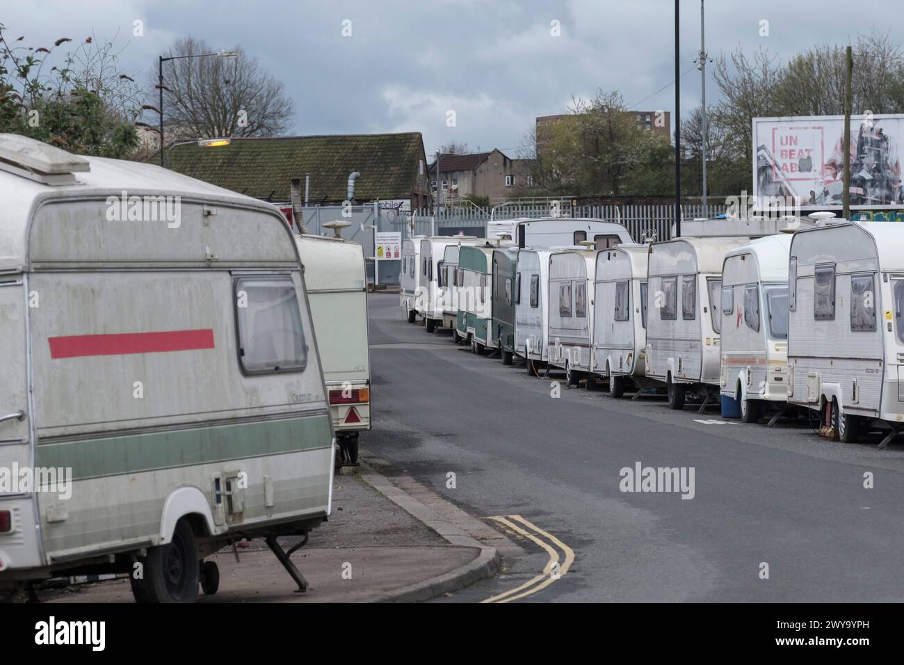 Wohnwagen- oder Van-Wohnung in Bristol, Großbritannien. Eastville Bristol. Stockfoto