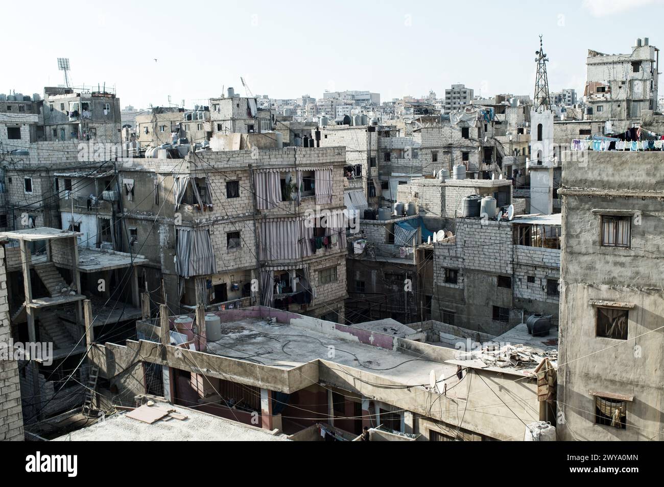 Blick auf das Flüchtlingslager Sabra-Shatila im Libanon Stockfoto