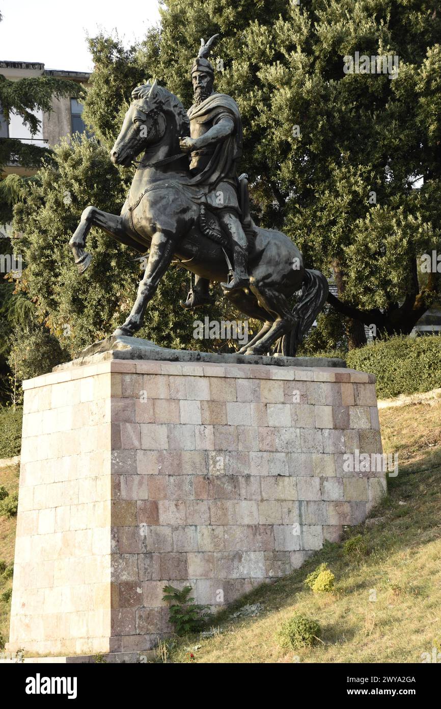 Das Denkmal von Skanderberg, Kruje, Albanien, Europa Copyright: MichaelxSzafarczyk 1235-97 Stockfoto