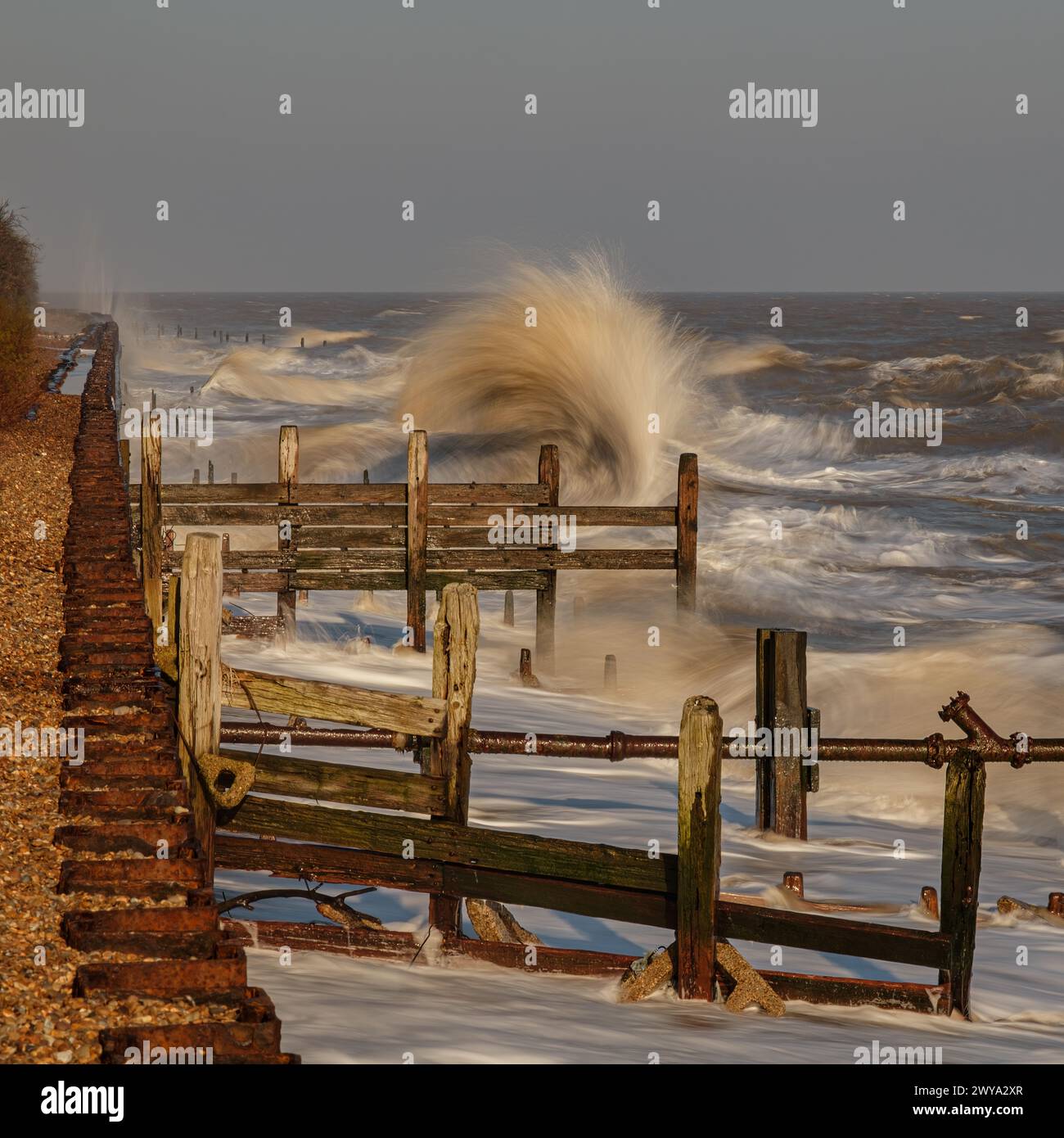Bawdsey Beach in Suffolk UK im Sturm Stockfoto