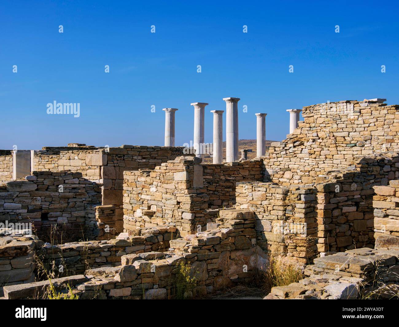 Archäologische Stätte von Delos, UNESCO-Weltkulturerbe, Insel Delos, Kykladen, griechische Inseln, Griechenland, Europa Copyright: KarolxKozlowski 1245-3478 Stockfoto