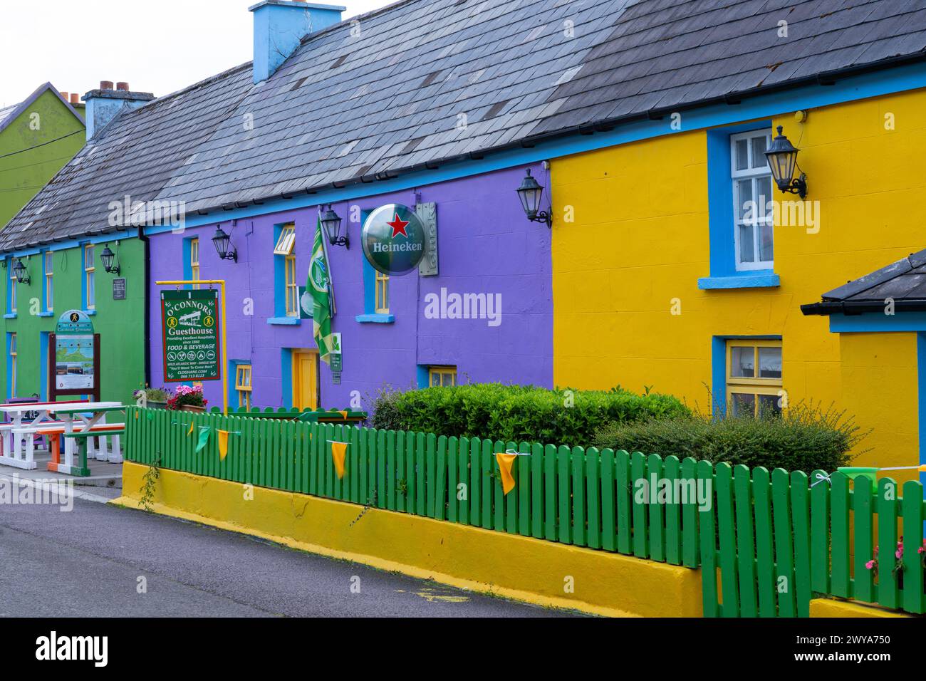 O'Connor's Public House and Guesthouse, Cloghane, County Kerry, Dingle Peninsula, Irland, August. Stockfoto
