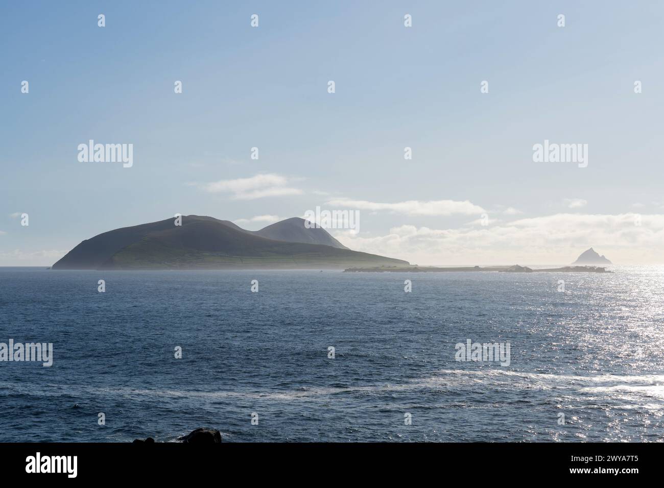 Die Blasket Islands, von der Halbinsel Dingle aus gesehen, County Kerry, Irland, September. Stockfoto