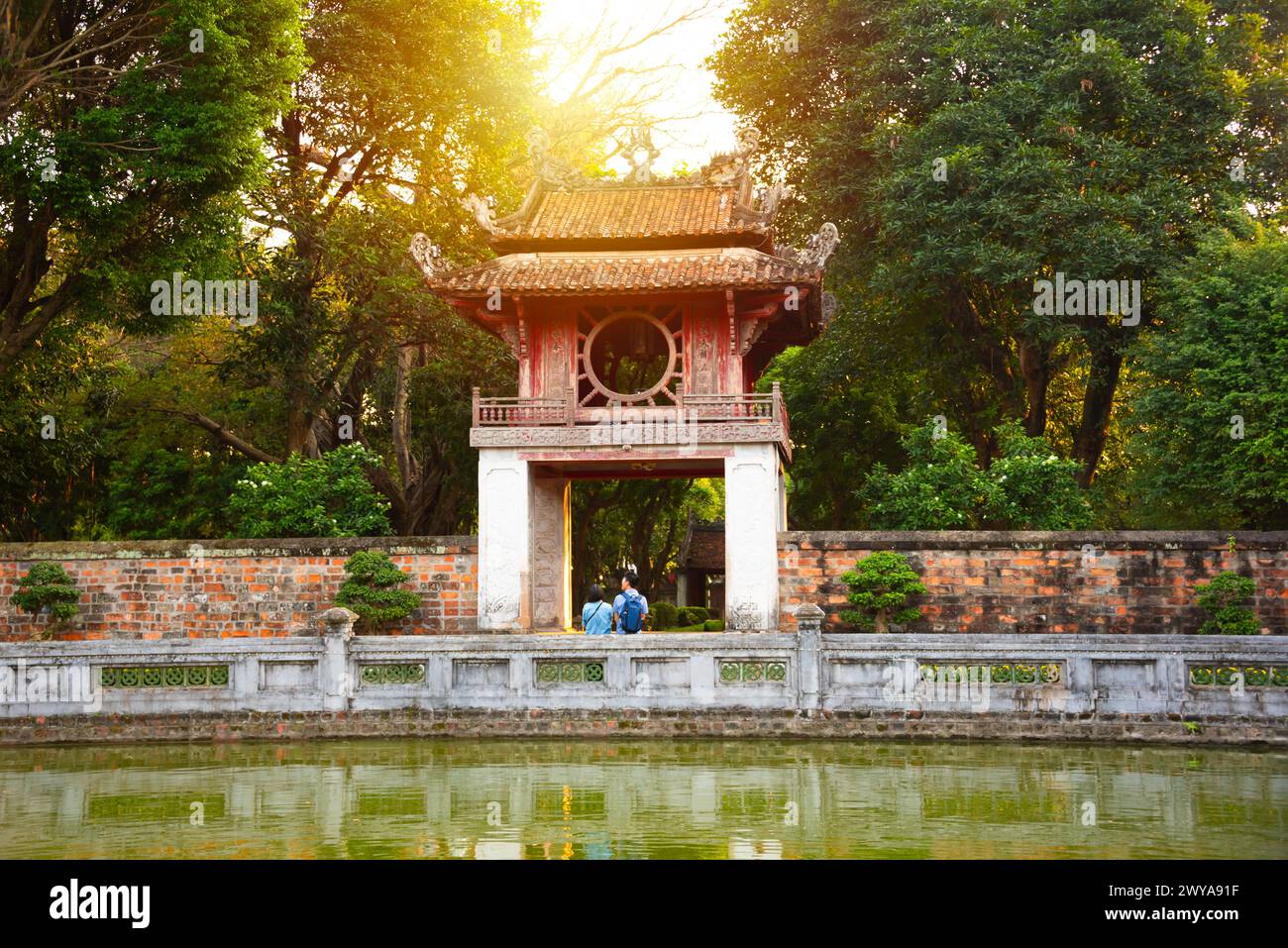 Van Mieu in Hanoi, Vietnam. Traditionelles asiatisches Gebäude Stockfoto