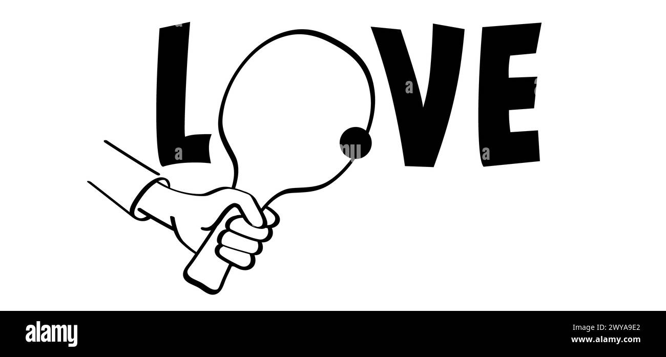 Ich liebe Tischtennis. World Tischtennis Day. Tischtennisspieler und Paddelsymbol. Pingpong-Spots. Tischtennis und Schläger- und Ballspiel. Tischtennisschläger und Stockfoto
