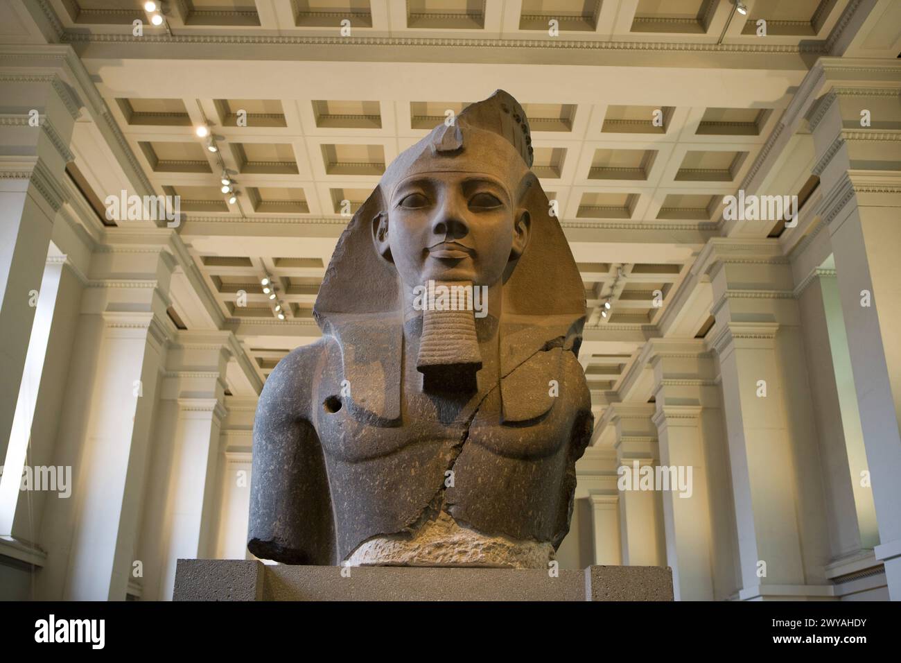 Stein Büste der ägyptischen Pharao Ramses II., ägyptischen Skulptur, das British Museum, London. England. UK. Stockfoto