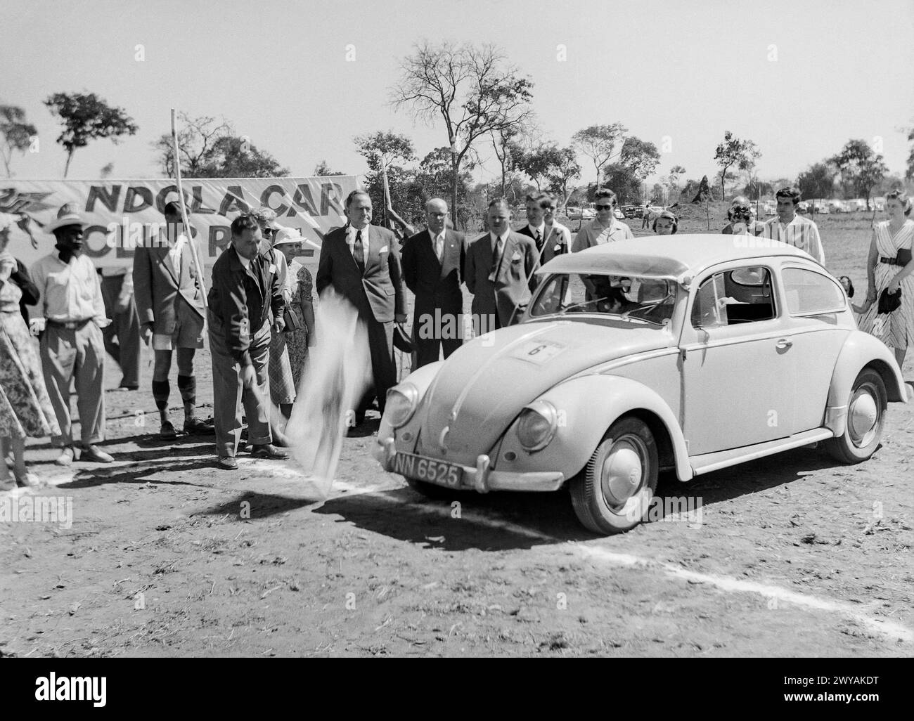 Ndola Car Club Rallye Start, 1956. Ndola, Nordrhodesien (heute Sambia) Afrika. Stockfoto