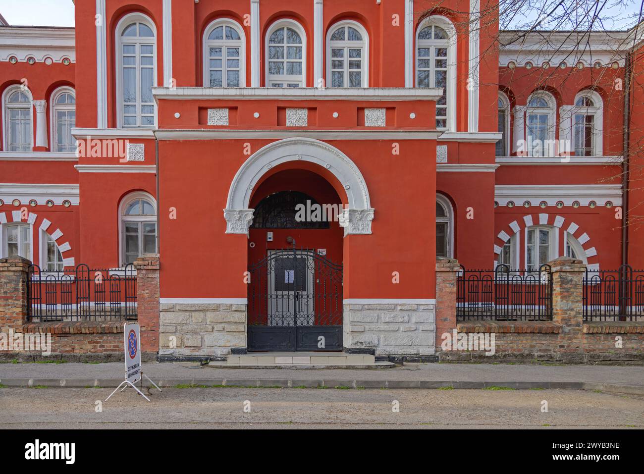 Vidin, Bulgarien - 16. März 2024: Siehe die religiöse Institution der Diözese Vidin in der Kaleto-Straße. Stockfoto