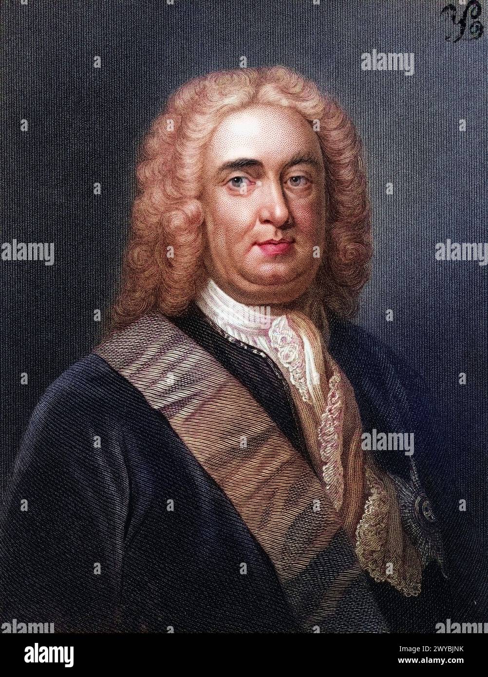 Robert Walpole, 1. Earl of Orford, 1676-1745. Britischer Staatsmann und der erste Premierminister Grossbritanniens, Historisch, digital restaurierte R Stockfoto