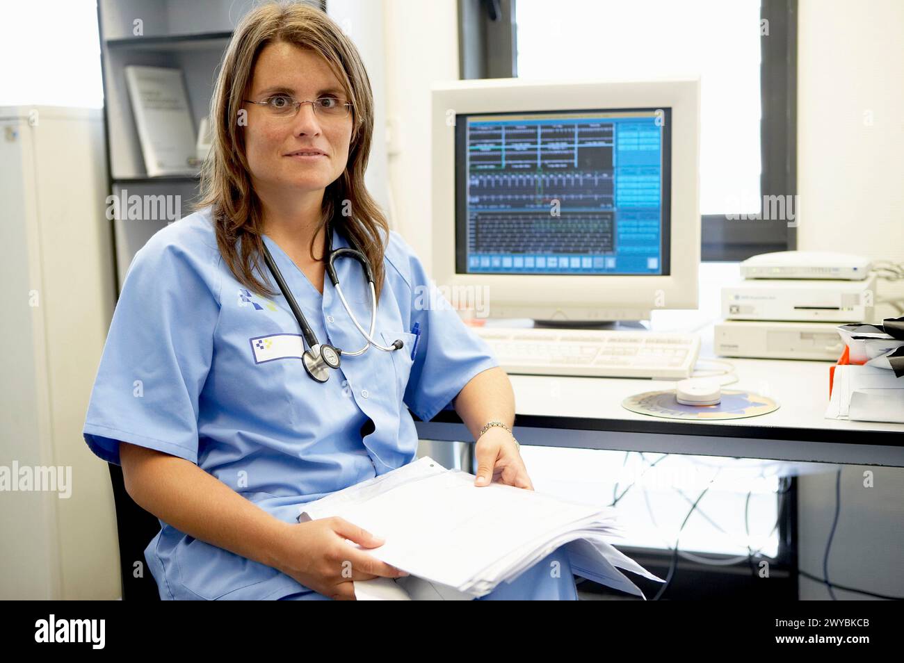 Holter-Monitoring, Hämodynamik. Krankenhaus Universitario Gran Canaria Arzt Negrin, Las Palmas de Gran Canaria. Kanarische Inseln, Spanien. Stockfoto