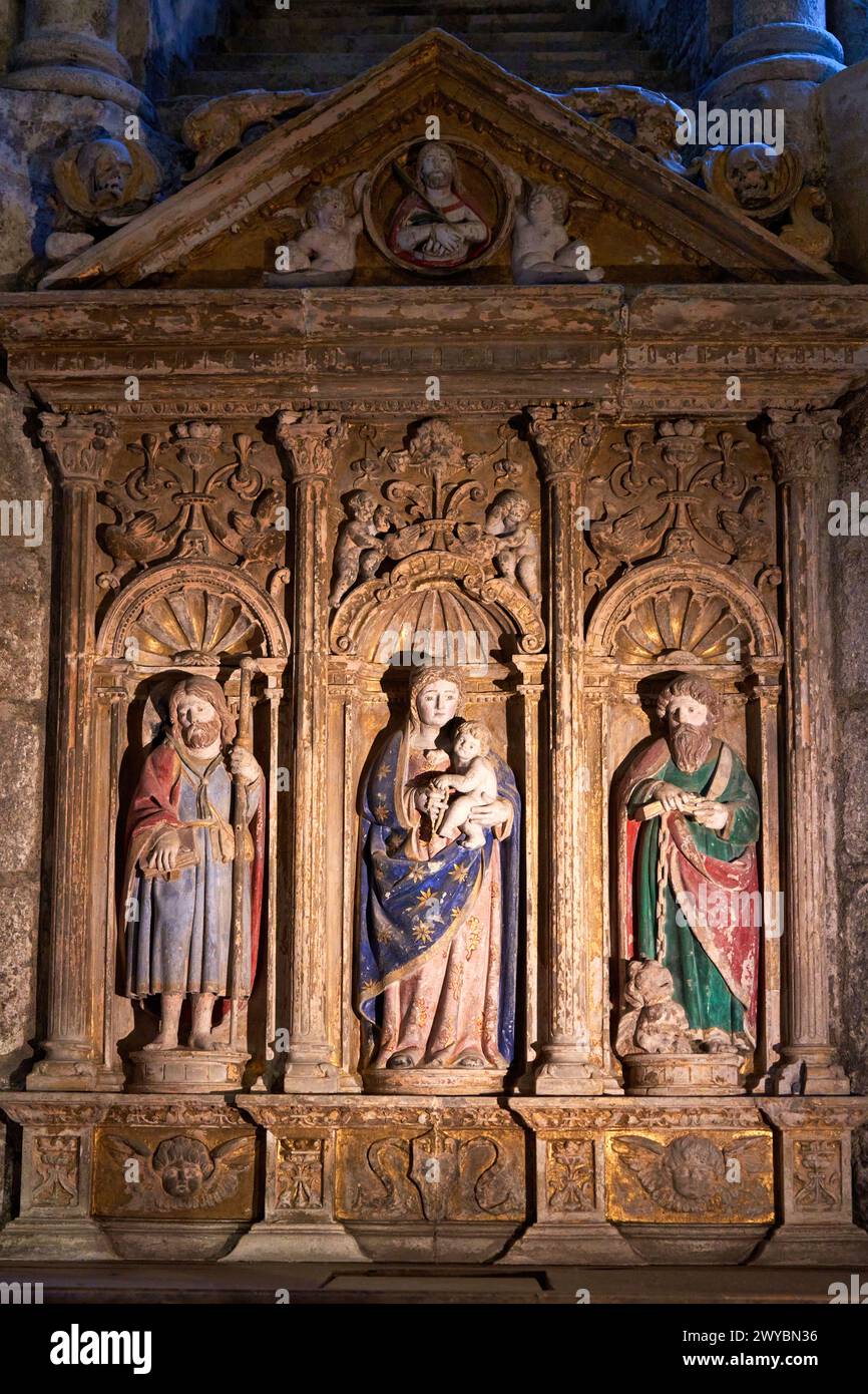 Retablo de la Capilla de la Santa Fé o Capilla de San Bartolomé, Catedral, Santiago de Compostela, A Coruña, Galicien, Spanien. Stockfoto