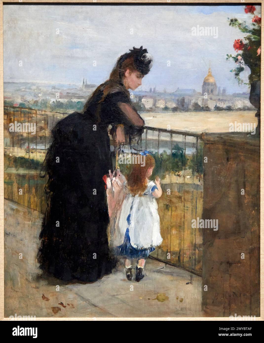 "Femme et enfant au balcon", 1871-1872, Berthe Morisot (1841-1895). Stockfoto