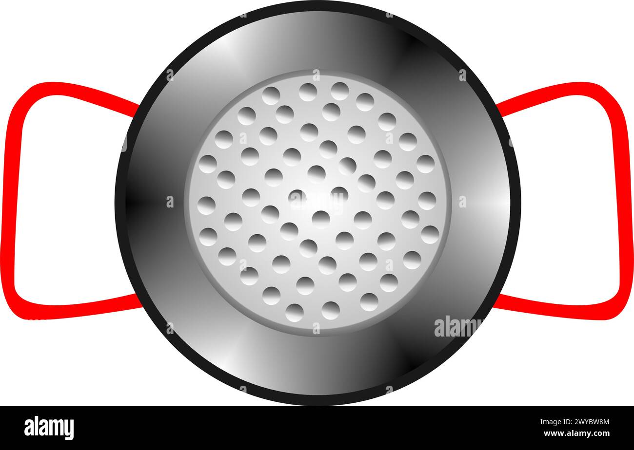 Leuchtende, rotgestreifte Eisenpfanne, isoliert auf einem sauberen weißen Hintergrund. Klare und stilvolle Vektorillustration Stock Vektor