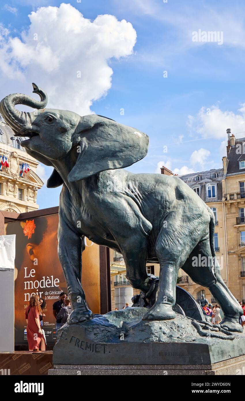 "Jeune éléphant pris au piège", 1878, Emmanuel Fremiet, Musée d'Orsay, Paris, Frankreich, Europa. Stockfoto