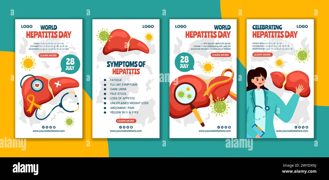 Hepatitis Day Social Media Stories Flat Cartoon Hand Gezeichnete Vorlagen Hintergrund Illustration Stock Vektor