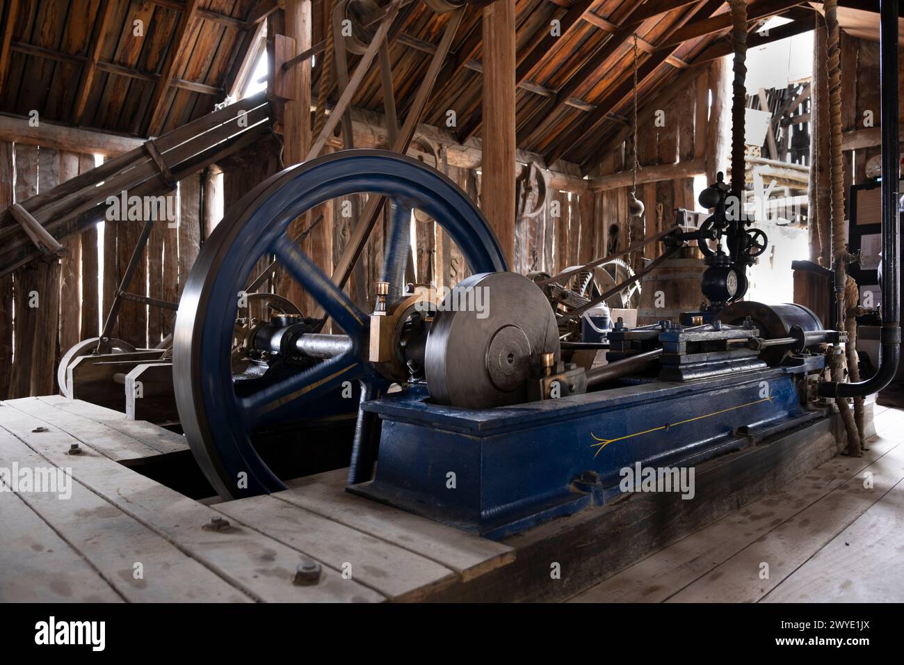 Maschinen in der Red Hill Mine im Freilichtmuseum Sovereign Hill, Ballarat, Victoria, Australien Stockfoto