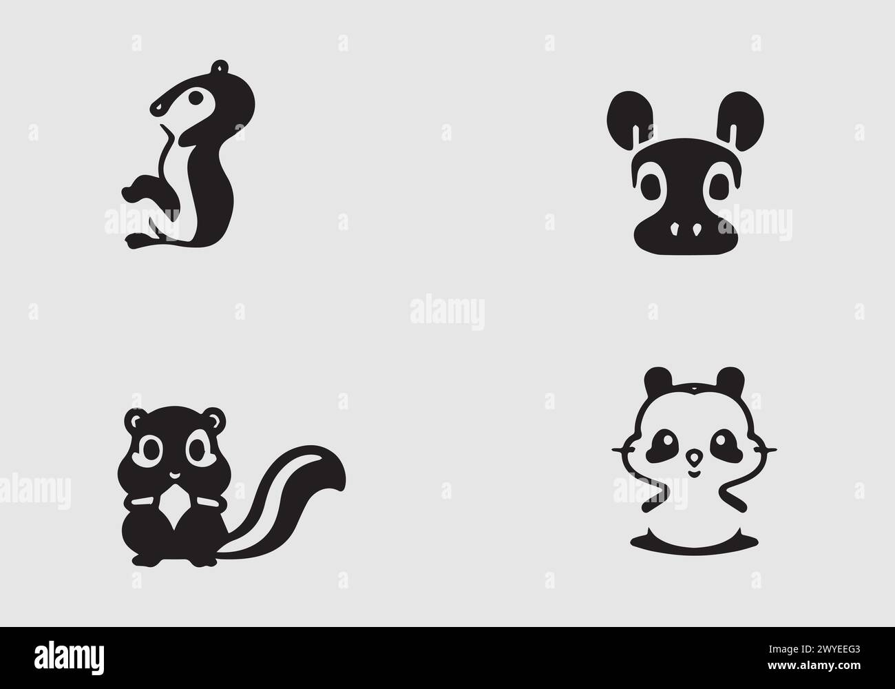 Minimalistisches, elegantes schwarzes Chipmunk-Symbol-Illustrationsdesign Stock Vektor