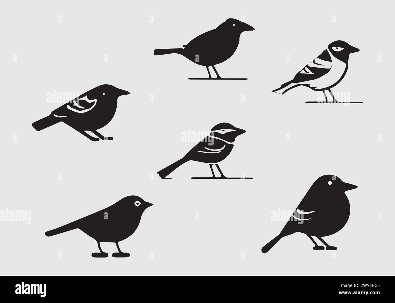 Minimalistisches, elegantes schwarzes Chipping Sparrow Icon-Illustrationsdesign Stock Vektor