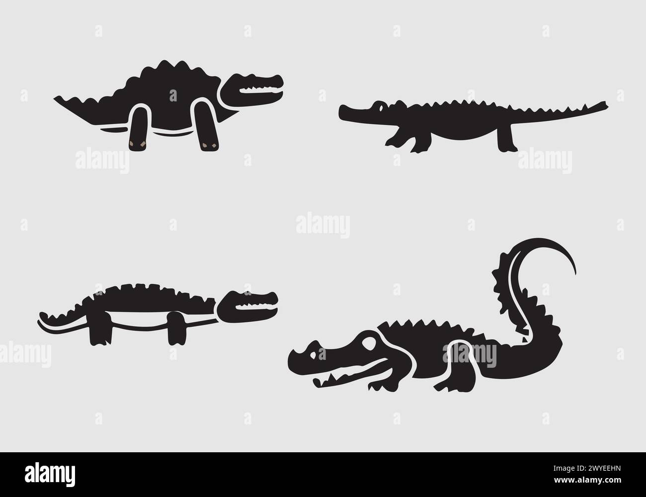 Minimalistisches, elegantes schwarzes Crocodylomorph-Icon-Illustration-Design Stock Vektor