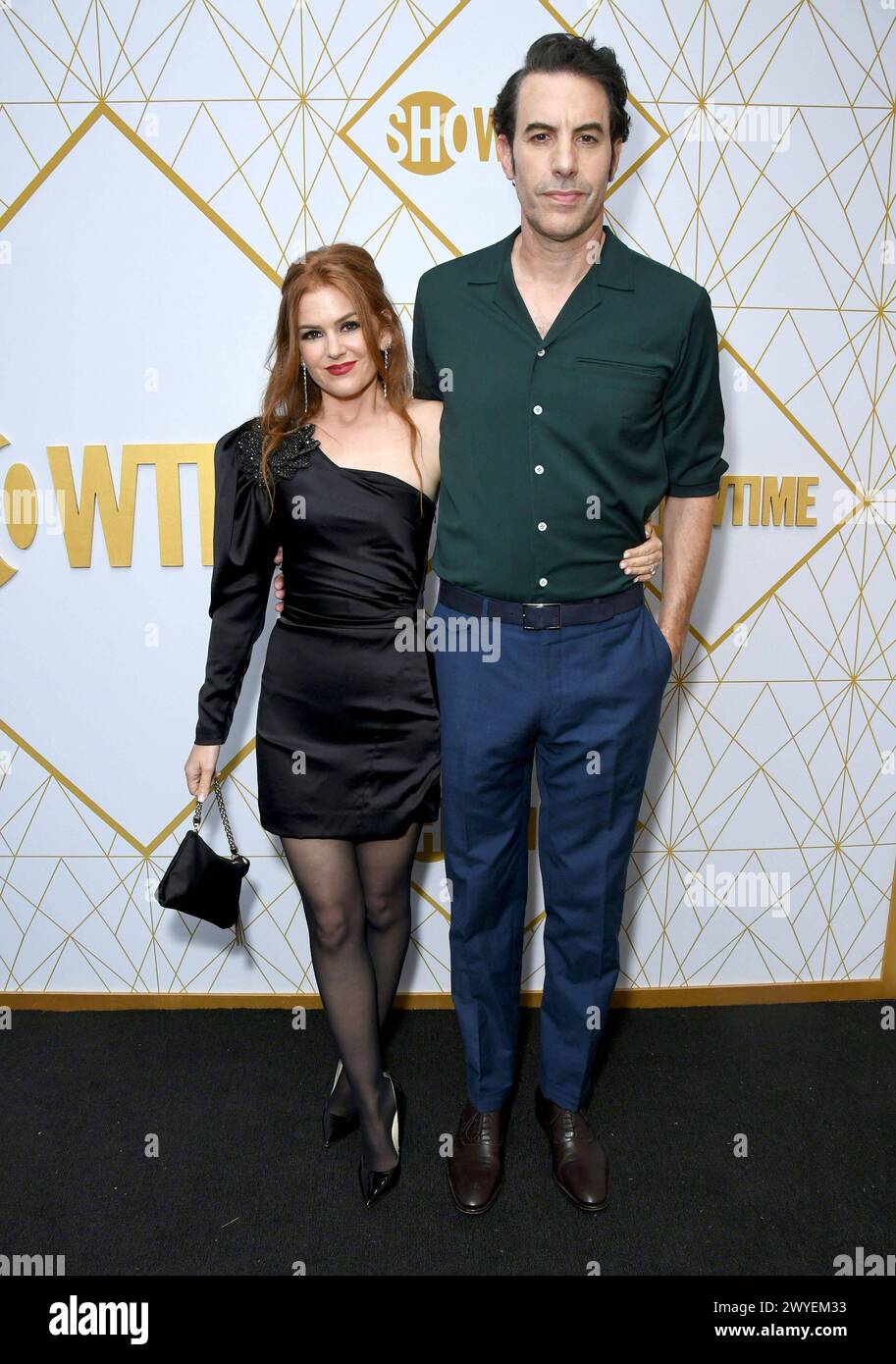 Sacha Baron Cohen und Isla Fisher trennten sich am 21. September 2019 in West Hollywood, Kalifornien, Isla Fisher, Sacha Baron Cohen. 2019 Showtime Emmy Eve Celebration am Poolside in den San Vincente Bungalows. CAP/ADM/BT BT/ADM/ West Hollywood Kalifornien Vereinigte Staaten Copyright: XBirdiexThompson/ADM/CapitalxPicturesx Stockfoto