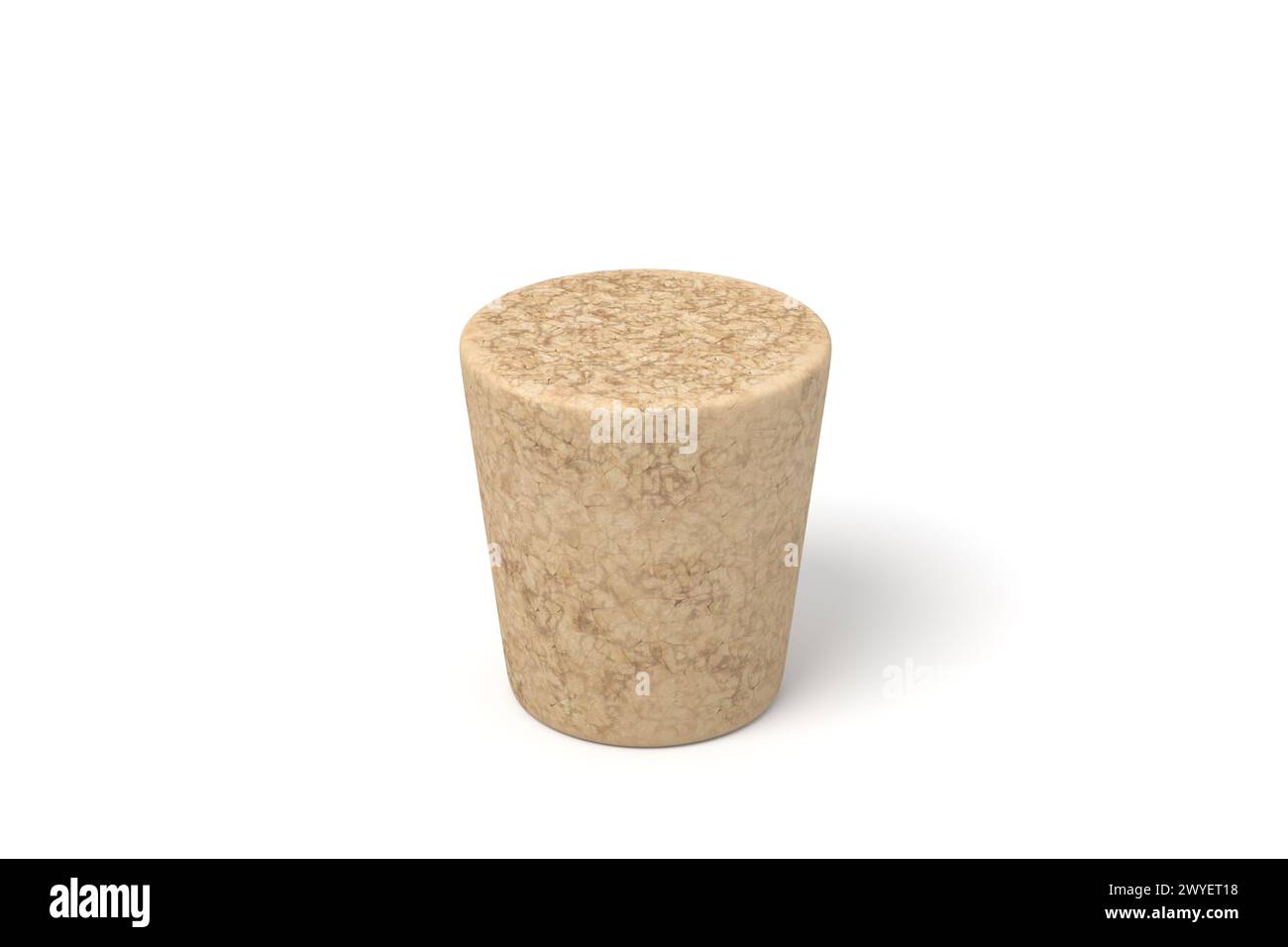 Ein Weinkork steht auf weißem Hintergrund Stockfoto