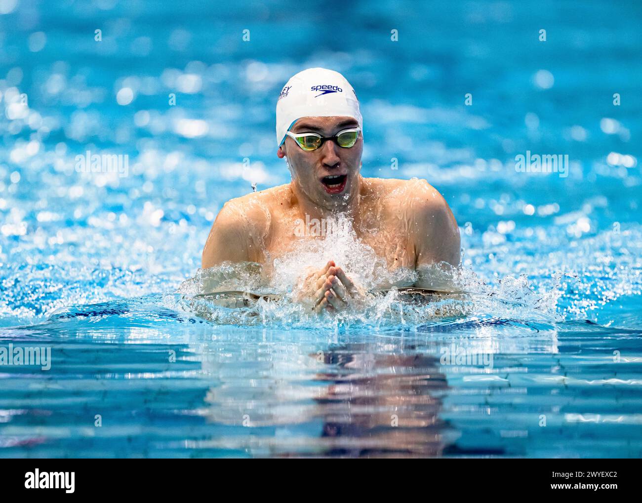 LONDON, VEREINIGTES KÖNIGREICH. April 2024. Beatrice Barley tritt am Samstag, den 6. April 2024, in den 200 m Damen-Rennen während der Speedo Aquatics GB Schwimmen-Meisterschaft 2024 an – Tag 5 im London Aquatics Centre. LONDON ENGLAND. Quelle: Taka G Wu/Alamy Live News Stockfoto